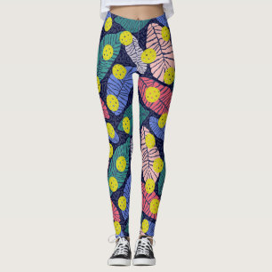 Tropical Palm Blätter Farbenfrohe Pickleball Sport Leggings