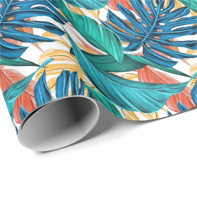 Tropical Palm Blätter Geschenkpapier (Rolleneckpunkt)