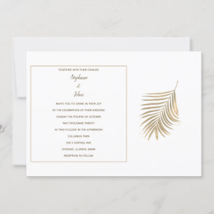 Tropical Palm Blätter Golden Sepia Muster Hochzeit Einladung