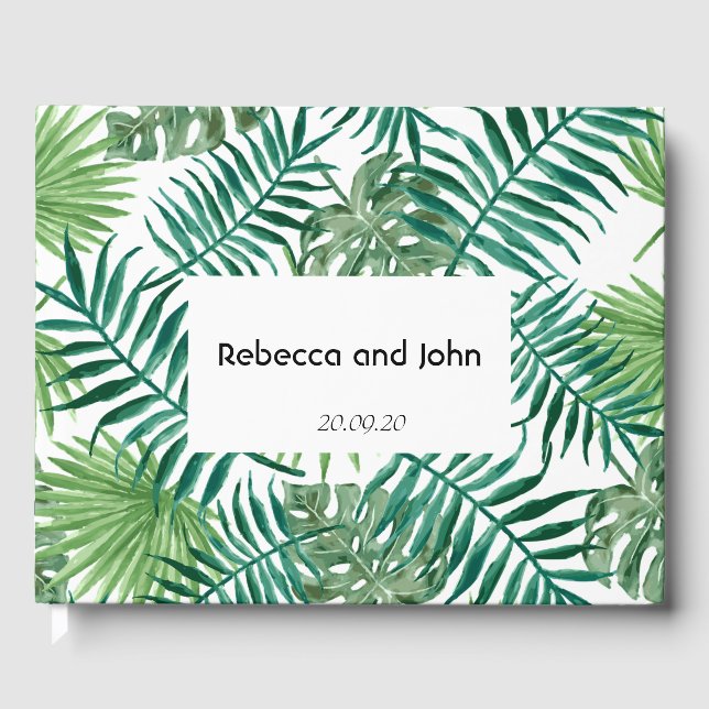 Tropical Palm Blätter Greenerity Wedding Gästebuch (Vorderseite)