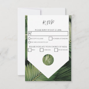 Tropical Palm Blätter Greenerity Wedding RSVP Kart