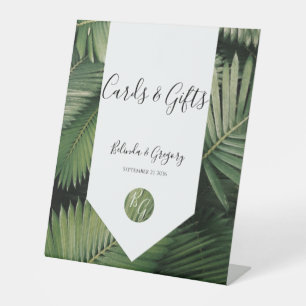 Tropical Palm Blätter Grüne Hochzeitskarten Gesche Sockelschild
