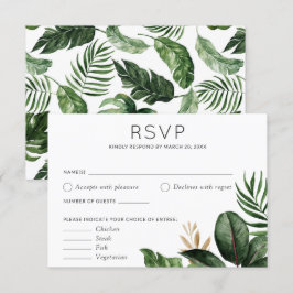 Tropical Palm Blätter Hochzeit RSVP Food Optionen Einladung