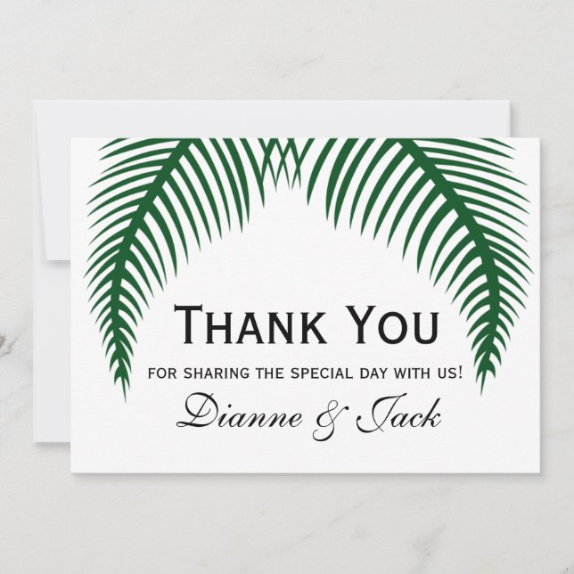Tropical Palm Blätter Hochzeit Vielen Dank Dankeskarte (Vorderseite)