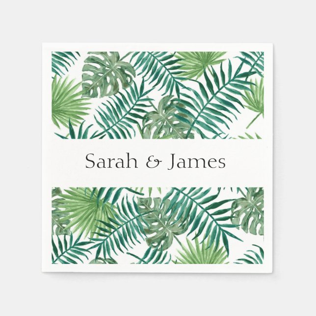 Tropical Palm Blätter Hochzeitspapier Napkin Serviette (Vorderseite)