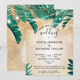 Tropical Palm Blätter Light Jar Gold Einladung