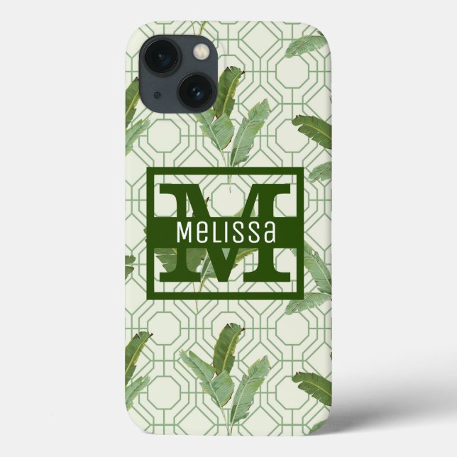 Tropical Palm Blätter | Name hinzufügen Case-Mate iPhone Hülle (Rückseite)