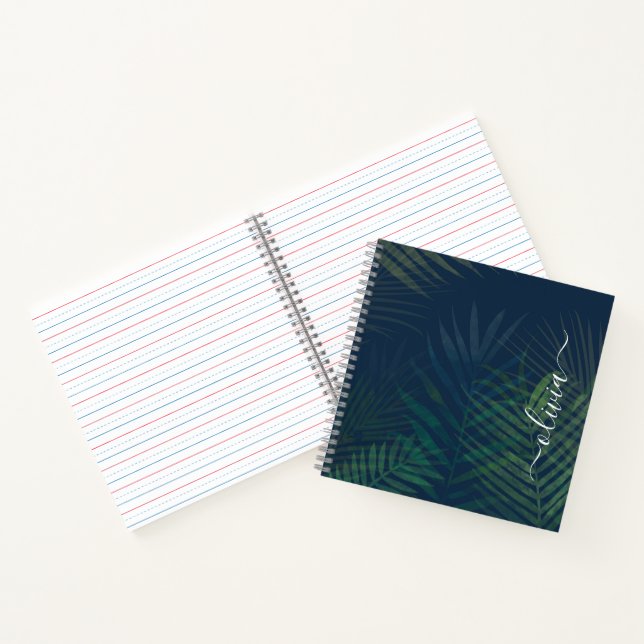 Tropical Palm Blätter Notebook - Dunkelgrüner Dsch Notizbuch (Innenseite)