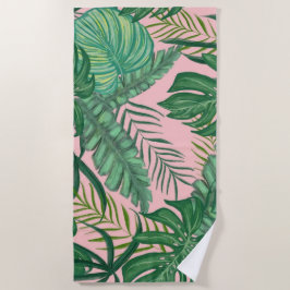 Tropical Palm Blätter Pink Weekend Beach Handtuch