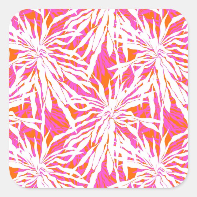 Tropical Palm Blätter Quadratischer Aufkleber (Vorderseite)