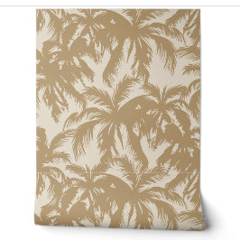 Tropical Palm Blätter Sand und Creme Tapete
