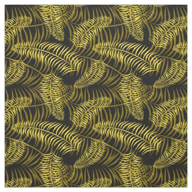 Tropical Palm Blätter Schwarz-Gelb Muster Stoff (Muster)