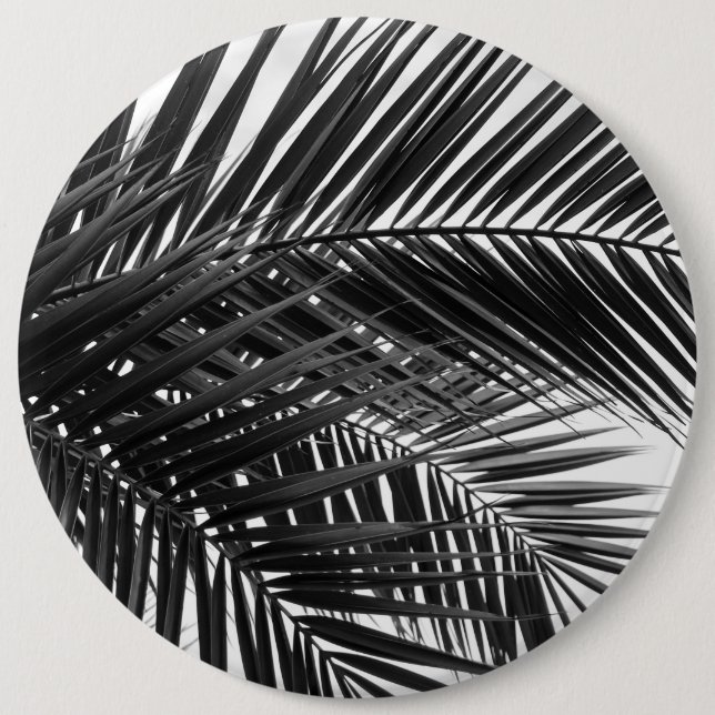 Tropical Palm Blätter - Schwarz-Weiß-Fotografie Button (Vorderseite)