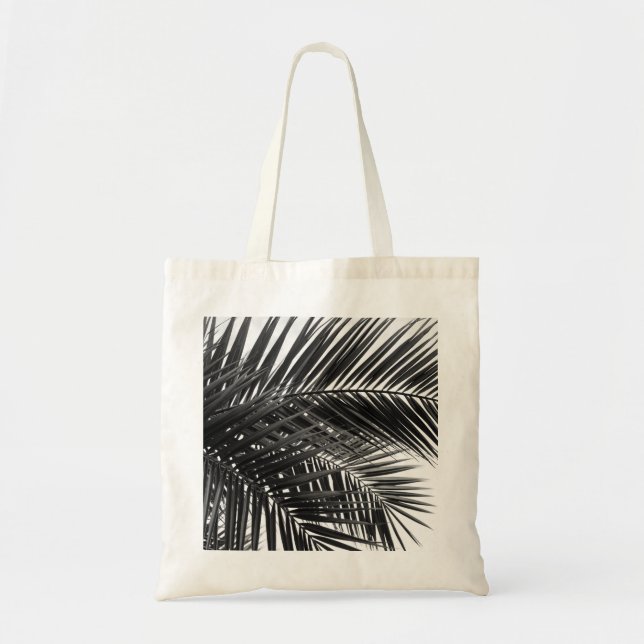 Tropical Palm Blätter - Schwarz-Weiß-Fotografie Tragetasche (Vorne)