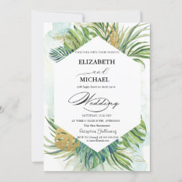 Tropical Palm Blätter Script Sommerhochzeit Einladung