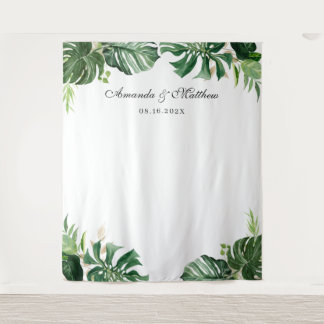Tropical Palm Blätter Sommer Hochzeit Hintergrund Wandteppich