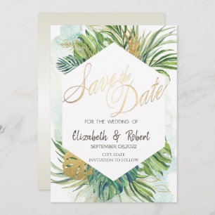 Tropical Palm Blätter Sommer Save the Date