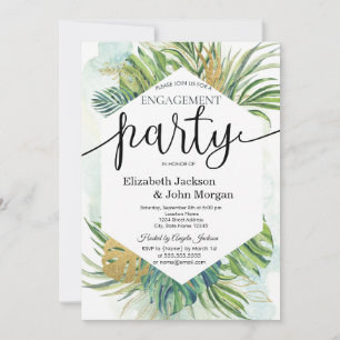 Tropical Palm Blätter Summer Engagement Party Einladung