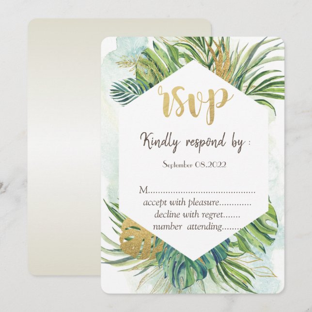Tropical Palm Blätter Summer UAWG Einladung (Vorne/Hinten)