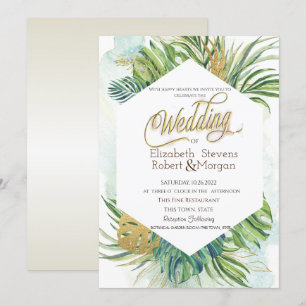 Tropical Palm Blätter Summer Wedding Einladung