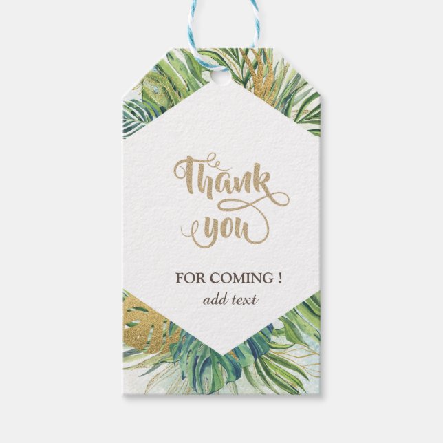 Tropical Palm Blätter Summer Wedding Vielen Dank Geschenkanhänger (Vorderseite)