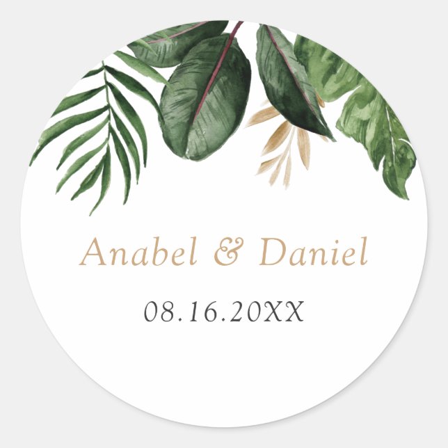 Tropical Palm Blätter Umschlag Aufkleber Sticker (Vorderseite)