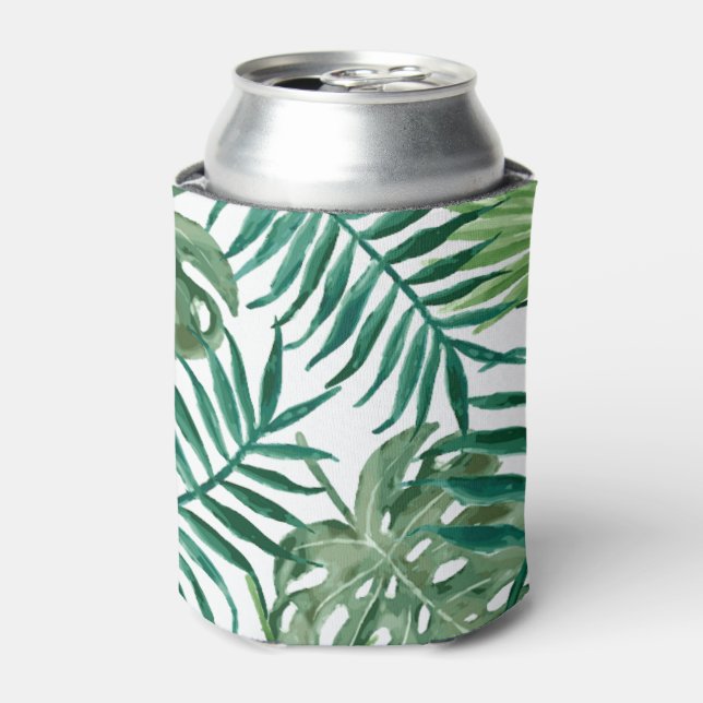 Tropical Palm Blätter Wasserfarbe Dosenkühler (Kanne Vorderseite)