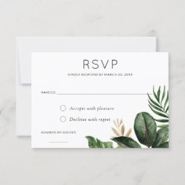Tropical Palm Blätter Wedding RSVP Respond Card Einladung