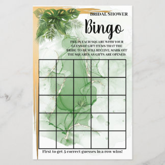Tropical Palm Brautparty Bingo Game Card Flyer