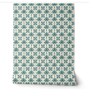 Tropical Palm Escape Mini - Grün, Beige - Küste Tapete