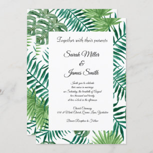 Tropical Palm Feuille Faire-part de mariage