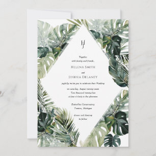 Tropical Palm Feuille Faire-part de mariage Beac