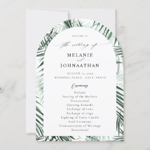 Tropical Palm Feuille programme de mariage Arc