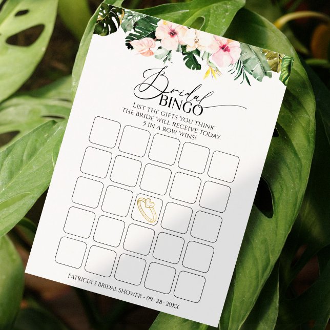Tropical Palm Floral Brautparty Bingokarte Einladung (Von Creator hochgeladen)