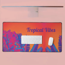 Tropical Palm Fronds Psychedelic Orange Pink