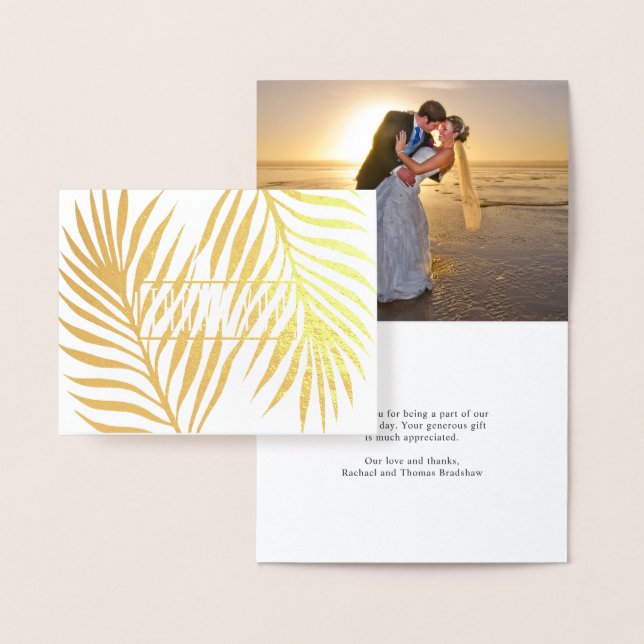 Tropical Palm Fronds Wedding Foto Vielen Dank Folienkarte (Anzeige)