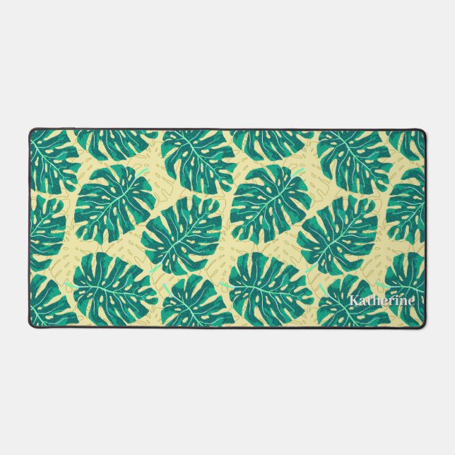 Tropical Palm Green Beige Schreibtischunterlage (Vorderseite)