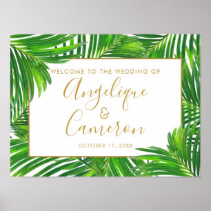 Tropical Palm Greenerenerity Beach Island Wedding  Poster