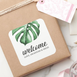Tropical Palm Greenerity Wedding Welcome Bag Stick Runder Aufkleber