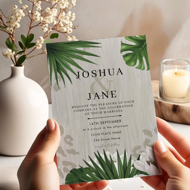 Tropical Palm Greenery Moderne Hochzeit Einladung (Von Creator hochgeladen)