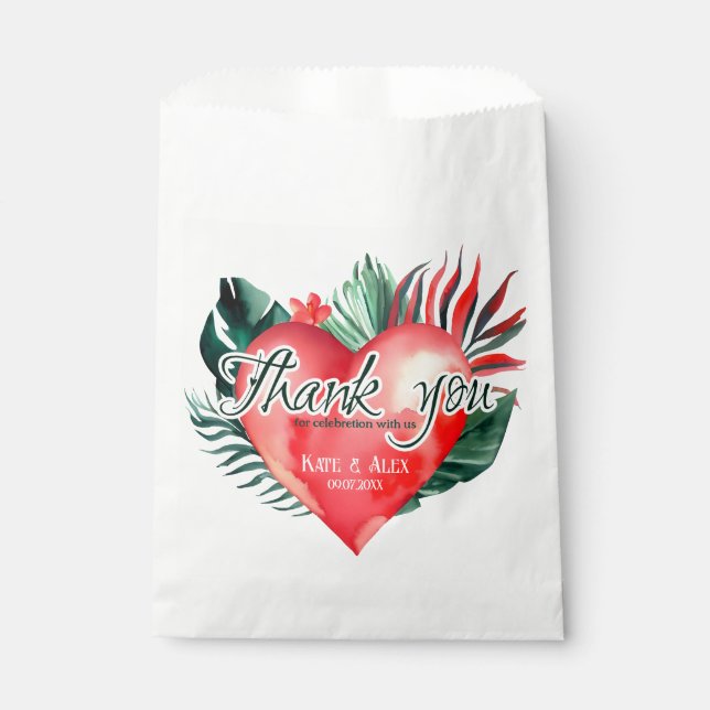 Tropical Palm Heart Danke Gastgeschenk Hochzeit Ba Geschenktütchen (Vorderseite)