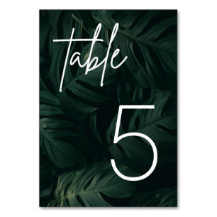 Tropical Palm Hochzeit in Urlaubsort Table Card Tischnummer