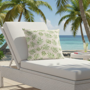 Tropical Palm Leaf Außenkissen - Grünes Beige Kissen