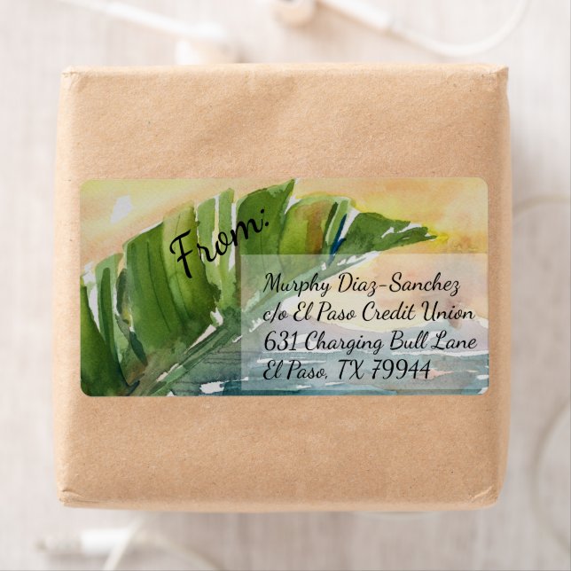 Tropical Palm Leaf Beach Scene Shipping (Insitu)