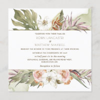 Tropical Palm Leaf Blumengrün Square Hochzeit