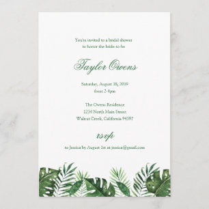 Tropical Palm Leaf Bridal Dusche Einladung