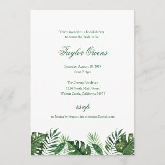 Tropical Palm Leaf Bridal Dusche Einladung