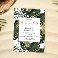 Tropical Palm Leaf & Gold Graduation Party