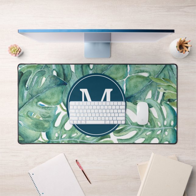Tropical Palm Leaf Grüne Niedlich Schreibtischunterlage (Büro 1)