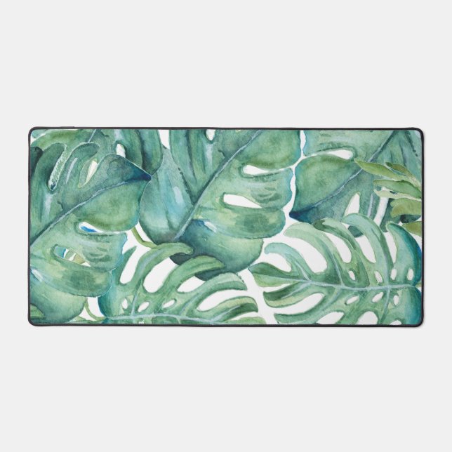 Tropical Palm Leaf Grüne Niedlich Schreibtischunterlage (Vorderseite)